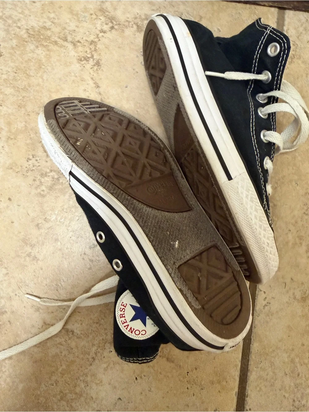 Converse High Top Sneakers - Black and White, Youth Size 2.  Unisex